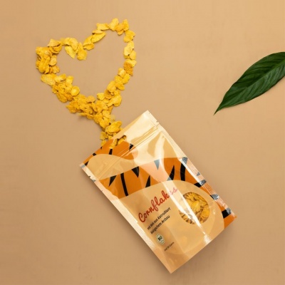 Standbodenbeutel f&uuml;r Cornflakes mit Fenster