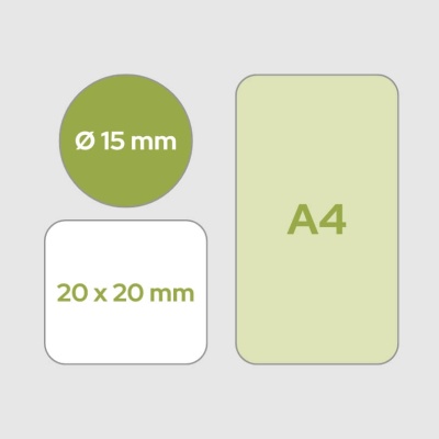 Etiketten feste Größen