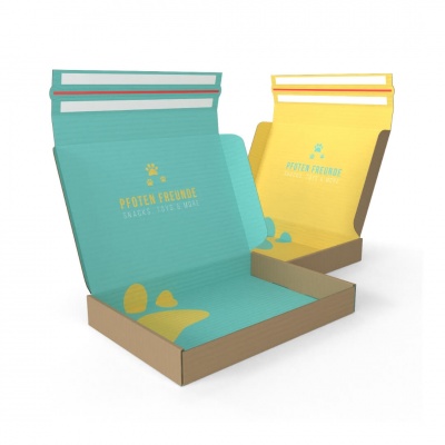 Innen bedruckter Klappkarton mit Klebestreifen