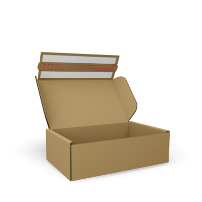 Klappdeckelkarton mit Klebestreifen