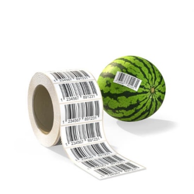 Barcode Etikett auf Obst