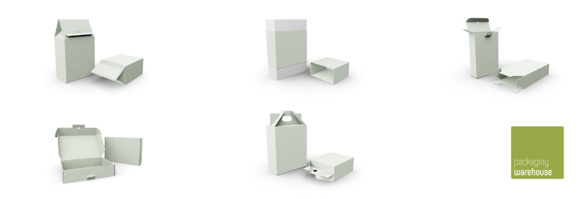 Folding box made of grass cardboard assortment