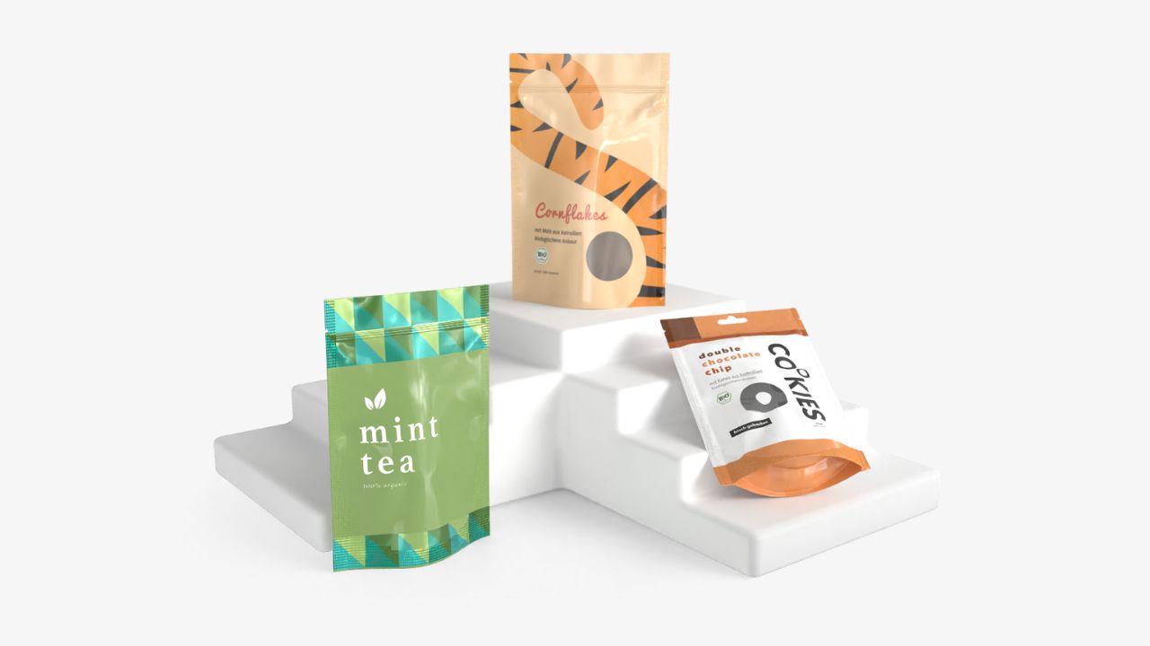 Doypack in PE stampati metallizzati e trasparenti Doypack in PE stampati metallizzati e trasparenti