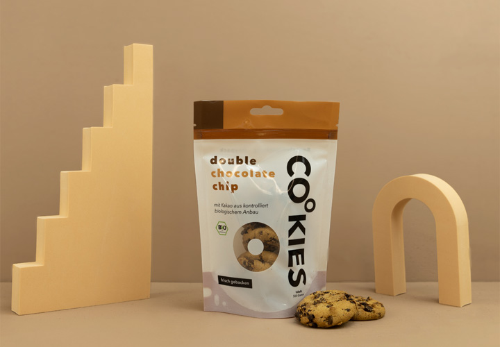 Standbodenbeutel bedruckt mit rundem Sichtfenster Standbodenbeutel bedruckt mit rundem Sichtfenster