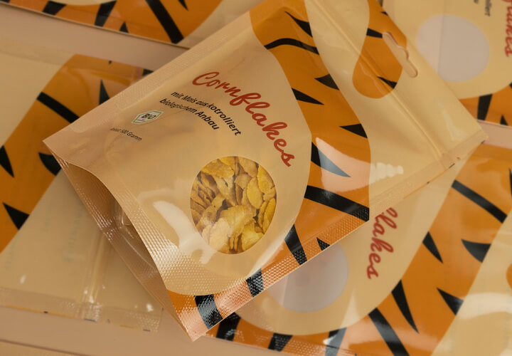 Beutelverpackung mit Sichtfenster für Lebensmittel Beutelverpackung mit Sichtfenster für Lebensmittel