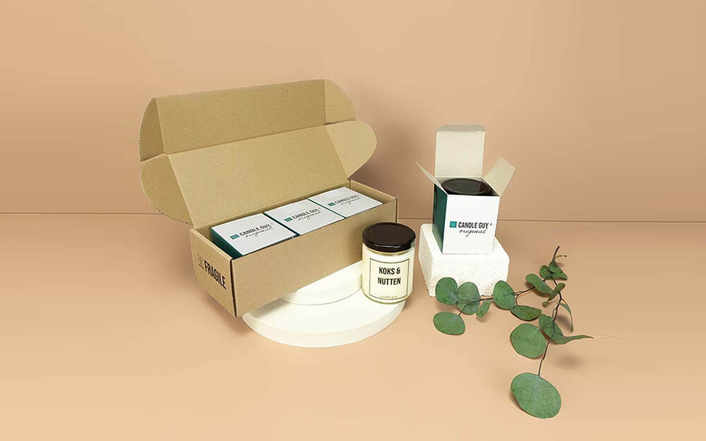 Individueller Versandkarton für Kerzen Individueller Versandkarton für Kerzen