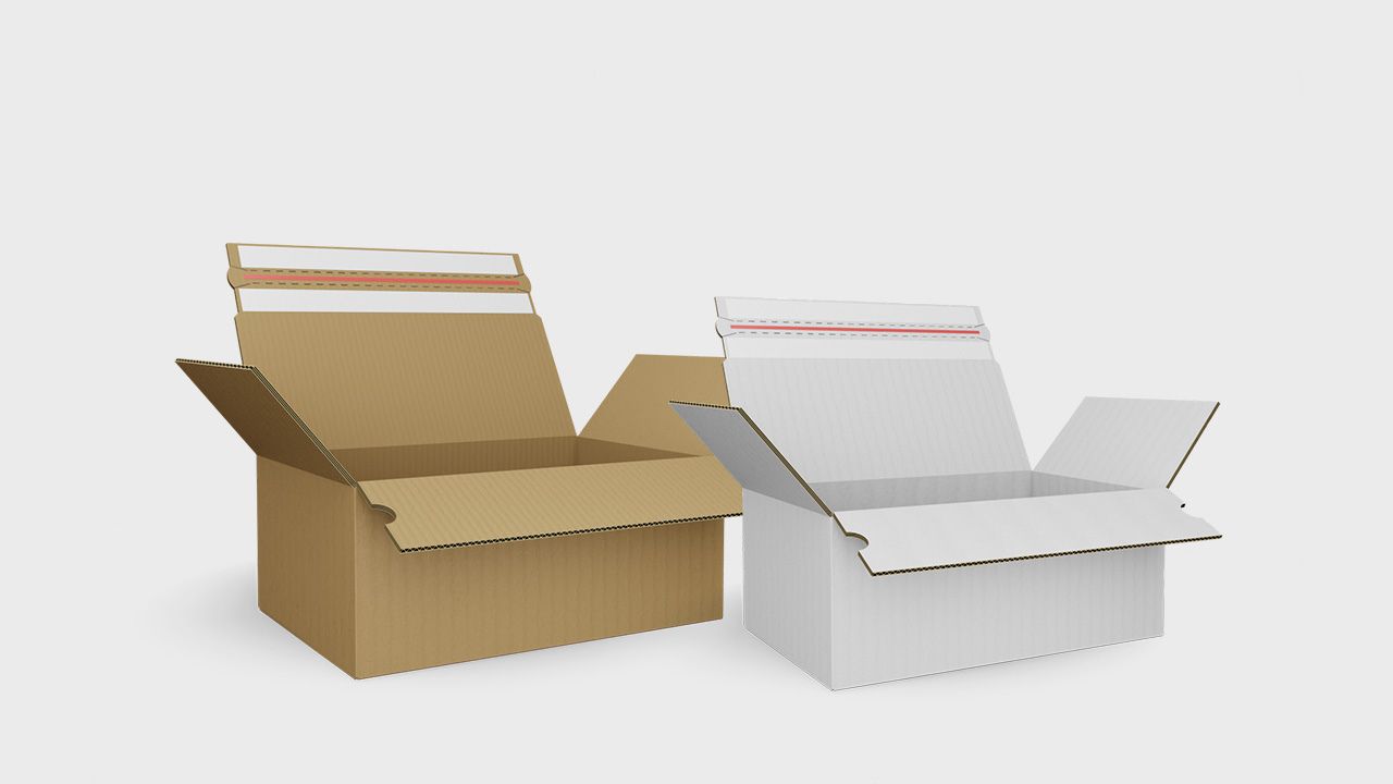 Scatol in cartone ondulato con coperchio con striscia adesiva Scatol in cartone ondulato con coperchio con striscia adesiva