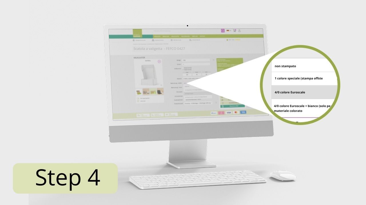 Infografica: Processo d'ordine step 4 scatola di cartone Infografica: Processo d'ordine step 4 scatola di cartone