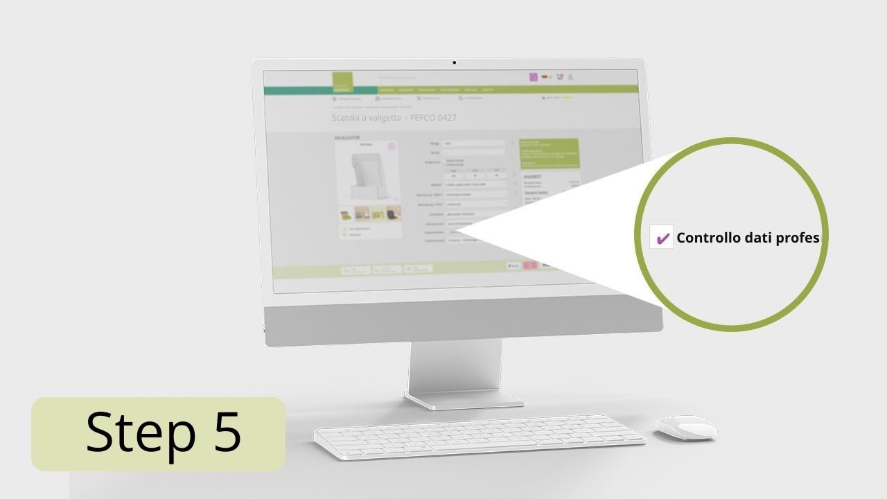 Infografica: Processo d'ordine step 5 scatola di cartone Infografica: Processo d'ordine step 5 scatola di cartone